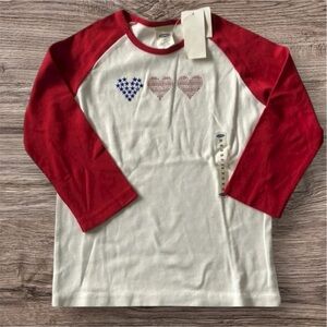 OLD NAVY NEW NWT GIRLS TOP SHIRT TSHIRT RED WHITE BLUE CASUAL WINTER SIZE 10